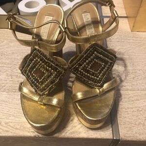 Ralph Lauren Gold Wedges size 6